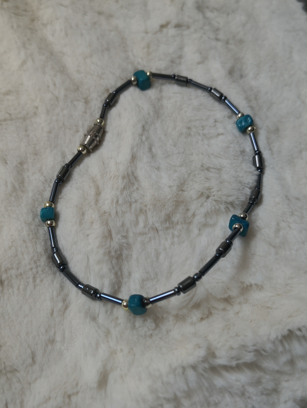 Hematite & Turquoise Beaded Ankle Bracelet